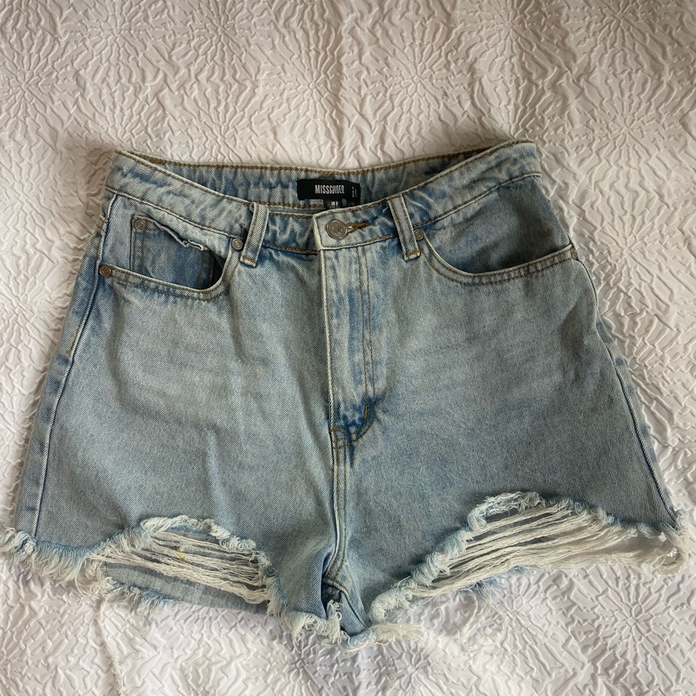 Missguided distressed denim high waisted shorts